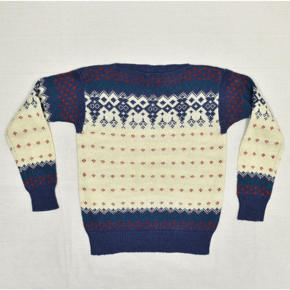 Hunters Run Women's Pullover Sweater Geometric VTG Wool Multicolor Size M